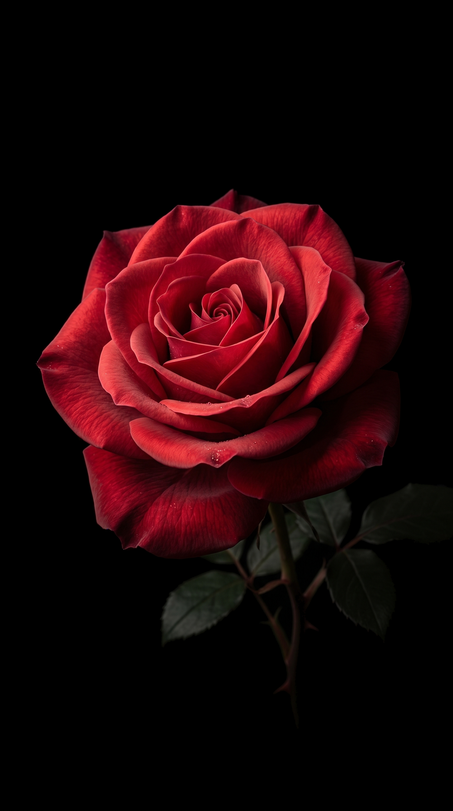 Crimson Rose On Black Void